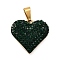 201 Stainless Steel Clay Pendants, with Rhinestones, Heart, Real 18K Gold Plated, Emerald, 18x20x3.5mm, Hole: 3.5x6.5mm