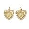 Brass Micro Pave Cubic Zirconia Pendants, Heart Charms, with Jump Ring, Real 16K Gold Plated, 18x16.5x3mm, Hole: 3.2mm