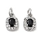 Brass Micro Pave Cubic Zirconia Pendants, Cadmium Free & Nickel Free & Lead Free, with Jump Rings, Rectangle Charms, Platinum, 8.5x5.5x3.5mm, Hole: 2mm