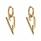 304 Stainless Steel Huggie Hoop Earrings, with Brass Pendants, Lightning Bolt, Golden, 35mm, Pin: 1mm