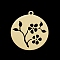 201 Stainless Steel Pendants, Laser Cut, Hollow, Flat Round with Flower, Golden, 27.5x25x1mm, Hole: 1.8mm