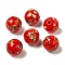 Handmade Lampwork Beads, Round, Red, 15.5~16mm, Hole: 3mm