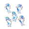 Glass Pendants, Dolphin, AB Color, Faceted, Clear, 12x21x4.5mm, Hole: 2mm