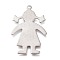 Non-Tarnish 304 Stainless Steel Pendants, Girl, Laser Cut, Stainless Steel Color, 36x24x0.5mm, Hole: 1.6mm