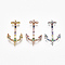 Brass Cubic Zirconia Links, Anchor, Mixed Color, 29x17x4.5mm, Hole: 0.8mm