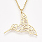 201 Stainless Steel Pendant Necklaces, with Cable Chains, Hummingbird, Golden, 17.5 inch~17.9 inch(44.5~45.5cm), 1.5mm, Hummingbird: 27x35x1mm