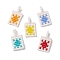 Seed Beads Beaded Charms, Rectangle with Sun Pendant, Mixed Color, 18~19x10x1.7mm, Hole: 4.5x2mm