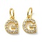 Brass Micro Pave Cubic Zirconia Pendants, Cadmium Free & Nickel Free & Lead Free, with Jump Ring, Letter G, 8.5x6.5x1.5mm, Hole: 3.6mm