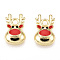 Golden Plated Alloy Enamel Charms, for Christmas, Elk, Colorful, 14x9x3mm, Hole: 2mm