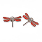 Alloy Enamel Pendants, Lead Free and Cadmium Free, Dragonfly, Platinum, Crimson, 21x30x2mm, Hole: 2mm