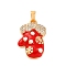 Brass Micro Pave Cubic Zirconia Pendants, Nickel Free, with Enamel, Gloves, Real 18K Gold Plated, 21x13.5x5mm, Hole: 3.5x2mm