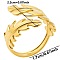 Stainless Steel Leaf Open Cuff Ring for Unisex, Golden