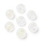 Spray Painted Transparent Glass Beads, Flower Charm, Dark Orchid, 15x15x6mm, Hole: 1.2mm