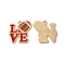 Alloy Enamel Pendants, Cadmium Free & Nickel Free & Lead Free, Light Gold, Word LOVE with Rugby Charm, Red, 23.5x22.5x1.5mm, Hole: 2mm
