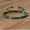 Synthetic Malachite Beaded Braided Bracelets, Adjustable Women's Bracelets, Inner Diameter: 16cm, Bead: 4~4.5x2~2.5mm