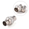304 Stainless Steel Magnetic Clasps with Glue-in Ends, with Polymer Clay Rhinestone Beads, Oval, Stainless Steel Color, 17x10mm, Hole: 5mm