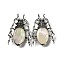 Dual-use Items Alloy Insects Brooch, with Natural Paua Shell, Antique Silver, PapayaWhip, 49.5x35.5x15~16mm, Hole: 4x2.5mm