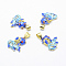 Electroplate Brass Enamel Pendants, Lead Free & Cadmium, Fish, Golden, 19x17x5mm, Hole: 4x5.5mm