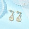 Brass Natural Paua Shell Teardrop Dangle Stud Earrings, Golden, Star, 27x11.5mm