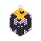 Hallowen Theme Glass Seed Beaded Pendants, Hexagon, with 304 Stainless Steel Jump Ring, Real 18K Gold Plated, Bat, 30.5x24x2.5mm, Hole: 2.5mm