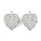 Brass Micro Pave Cubic Zirconia Multi-Strand Links, Cadmium Free & Nickel Free & Lead Free, Leaf, Platinum, 14x11.5x5mm, Hole: 1.6mm