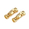 Brass Micro Pave Cubic Zirconia Fold Over Clasps, Clear, Real 18K Gold Plated, Clasp: 12x6.5x6mm, Cord End: 8x5.5mm, Inner Diameter: 4mm