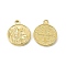 PVD Vacuum Plating 201 Stainless Steel Pendants, Flat Round with Cssml Ndsmd Cross God Father/Saint Benedict Charm, Real 18K Gold Plated, 21.5x18x2.5mm, Hole: 1.8mm