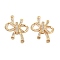 Brass Micro Pave Clear Cubic Zirconia Fold Over Clasps, Nickel Free, Bowknot, Real 18K Gold Plated, 27x25x5mm, Hole: 1mm and 2x1.5mm
