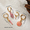 4Pcs Brass Glass Hoop Earring & Cuff Earring Sets, Shell Shape & Starfish, with Enamel , Golden, Pink, 21~37x11~15mm