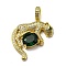Real 18K Gold Plated Brass Pendants, Cadmium Free & Nickel Free & Lead Free, with Cubic Zirconia and Glass, Leopard Charms, Colorful, 35x28x8mm, Hole: 7x4.5mm