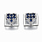 Brass Micro Pave Cubic Zirconia Cabochons, Fit Floating Locket Charms, Heart, Marine Blue, 7x7x2.5mm