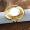Flat Round 304 Stainless Steel White Shell Finger Rings for Women, Ion Plating(IP), Real 18K Gold Plated, 31mm, Inner Diameter: 17mm
