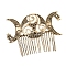 Alloy Hair Comb, Moon with Flat Round, Hair Accessories for Women, Antique Golden, 98x71mm