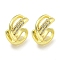 Brass Micro Pave Clear Cubic Zirconia Cuff Earrings, for Women, Real 18K Gold Plated, 14.5x6.5mm