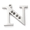 Tarnish Resistant 304 Stainless Steel Letter Pendant Rhinestone Settings, Stainless Steel Color, Letter.N, N: 15x16x1.5mm, Hole: 1.2mm, Fit for 1.6mm rhinestone