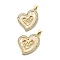 Brass Pendants, with Micro Pave Cubic Zirconia & Shell, Heart, Long-Lasting Plated, Cadmium Free & Lead Free, Rack Plating, Real 18K Gold Plated, 26x24.5x3mm, Hole: 4x3.3mm