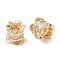 Brass Micro Pave Cubic Zirconia European Beads, Long-Lasting Plated, Large Hole Beads, Pink, Golden, 7.5x7.5mm, Hole: 3.4mm