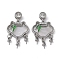 Brass & Shell & Clear Cubic Zirconia Pendants, Cadmium Free & Nickel Free & Lead Free, with Enamel, Longevity Lock Charms, Platinum, 29mm, Hole: 2.5x1.2mm
