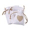 Burlap Packing Pouches, Drawstring Bags, Rectangle with Heart, White, 14.2~14.5x10cm