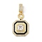 Brass Micro Pave Cubic Zirconia Pendants, Cadmium Free & Lead Free, with Enamel, Real 18K Gold Plated, 40x30x20.5mm, Hole: 8x5mm