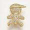 Brass Micro Pave Cubic Zirconia Slide Charms, Cadmium Free & Lead Free, Boy, Clear, Golden, 17x13.5x7mm, Hole: 12.5x2mm