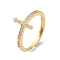 Rack Plating Brass Cubic Zirconia Arabic Letters Adjustable Rings for Women, Cadmium Free & Lead Free, Long-Lasting Plated, Real 18K Gold Plated, 11.1x2.4mm, Inner Diameter: 18.2mm