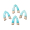 Translucent Resin & Walnut Wood Pendants, Two Tone, Geometric Charms, Light Sky Blue, Arch, 37.5x29x3.5mm, Hole: 2mm