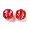 Handmade Lampwork Beads, Round with Flower, FireBrick, 9x10mm, Hole: 1.6mm