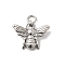 Brass Pendants, Long-Lasting Plated, Lead Free & Cadmium Free, Rack Plating, with Jump Ring, Platinum, Bees, 14.5x18x3mm, Hole: 3mm