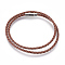 Leather Braided Cord Wrap Bracelets/Necklaces, Two Loops, with 304 Stainless Steel Magnetic Screw Clasps, Column, Coconut Brown, 16.5 inch~16.9 inch(42~43cm), 3mm