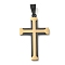 304 Stainless Steel Pendants, Cross Pendants, Real 18K Gold Plated, 41x25x2.5mm, Hole: 8x5mm