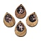 Wood & Resin Pendant, Teardrop Charms, Dark Gray, 38x25.5x3mm, Hole: 2mm