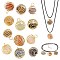 12Pcs 12 Style Iron Wrap-around Spiral Bead Cage Pendants, with Gemstone Beads inside, Round, 21x24~26mm, Hole: 5mm