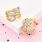 Brass Micro Pave Clear Cubic Zirconia Cuff Rings, Criss Cross Rings for Women, Cadmium Free & Lead Free, Real 18K Gold Plated, 18mm, Inner Diameter: 18mm